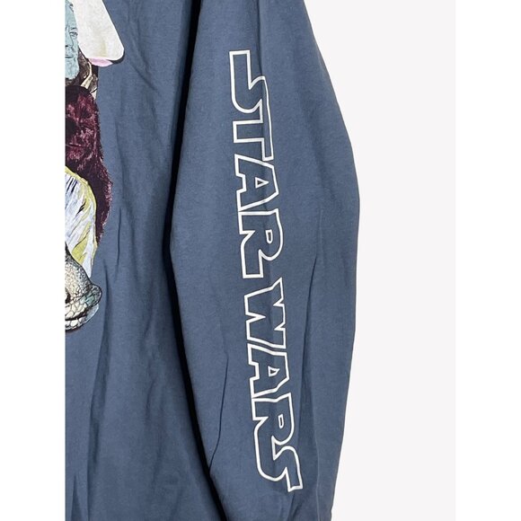 NWT Star Wars Disney Mad Engine Size XL Long Sleeve Tee Blue Retro Graphic NOTES - Picture 4 of 8